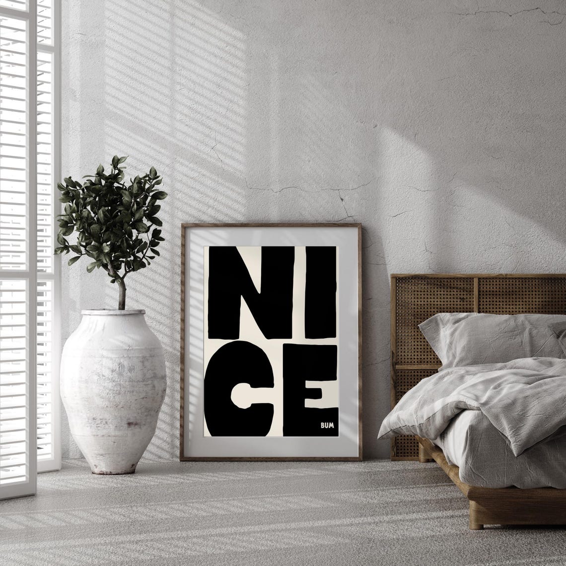 Nice Bum Funny Bold Black White Typography Cheeky Quote Poster Art - Image 2