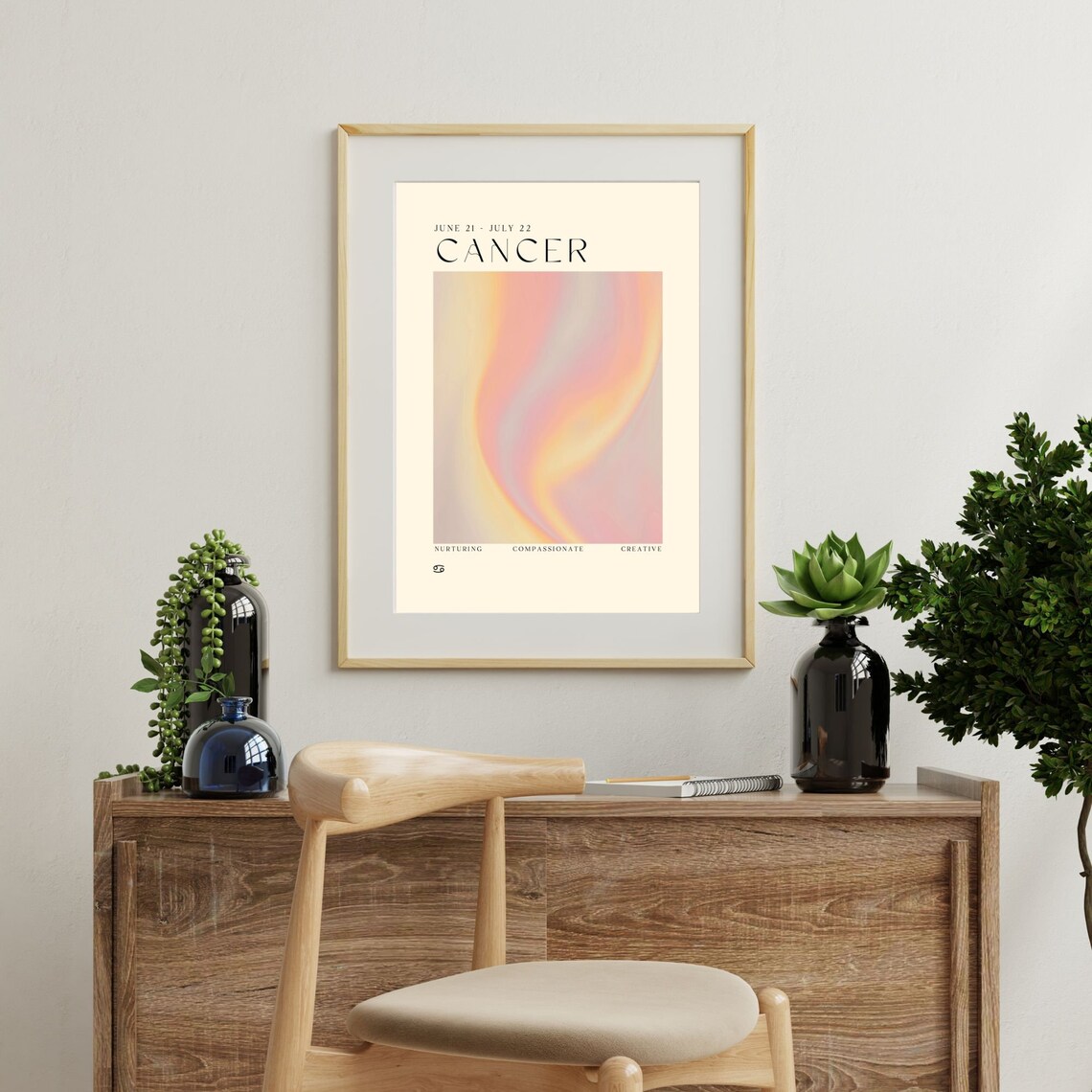 Cancer Zodiac Pastel Aura June July Birth Horoscope Art Poster - Image 3