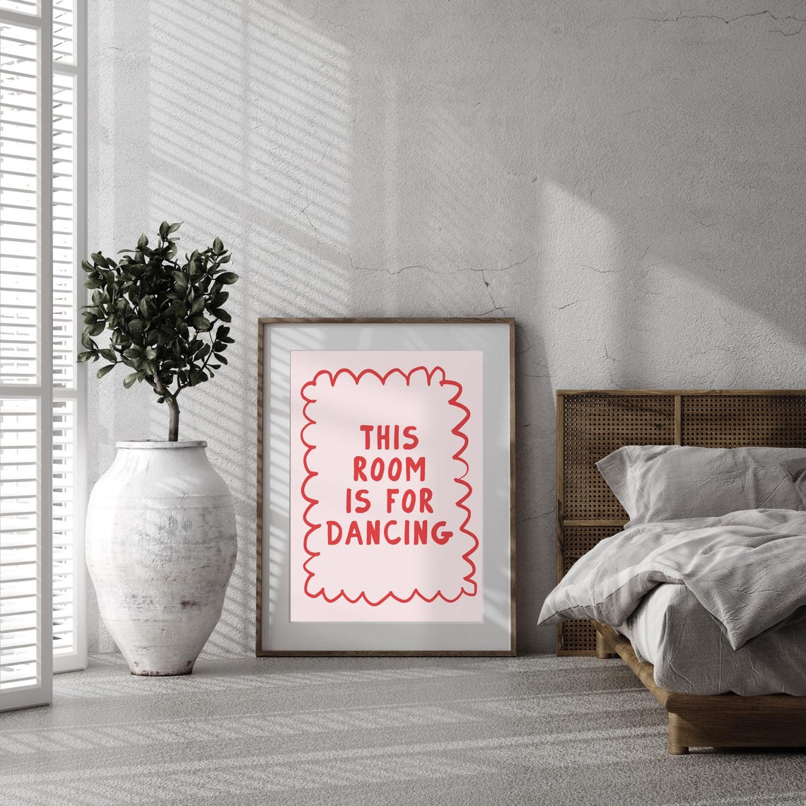 This Room Is for Dancing Fun Red Wavy Typography Party Poster - Image 3