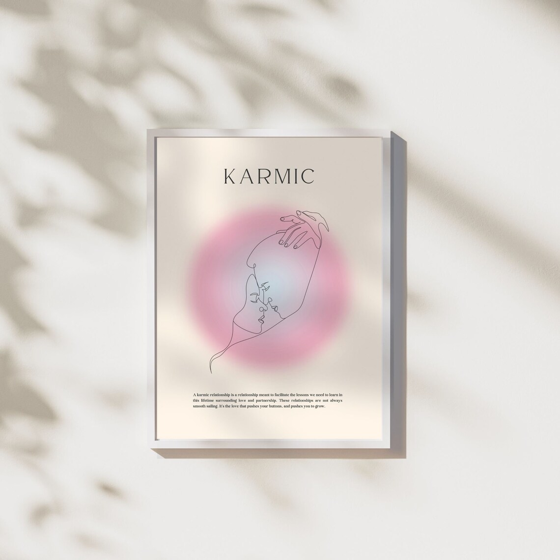 Karmic Love Minimalist Line Art Embrace Pink Aura Spiritual Poster - Image 4