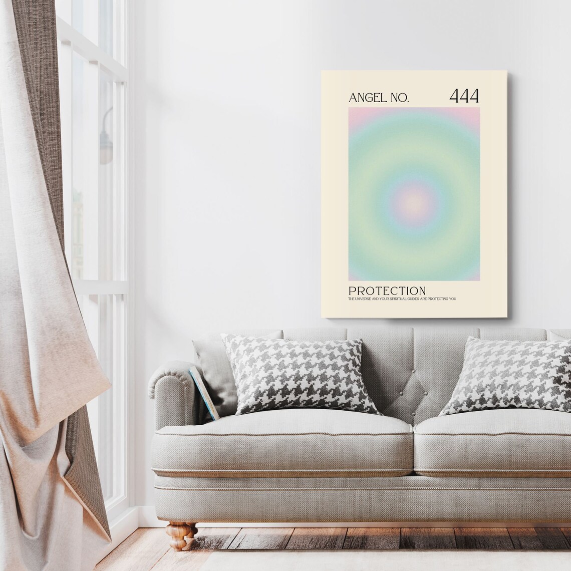 Angel No 444 Protection Pastel Aura Circle Spiritual Guide Poster - Image 2