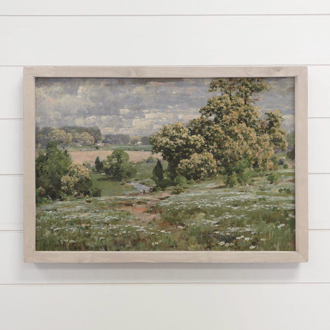 Sunlit Meadow With Ancient Trees Impressionist Nature Landscape Poster