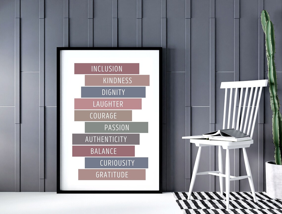 Classroom Values Book Stack Poster, Boho Aesthetic - Image 4