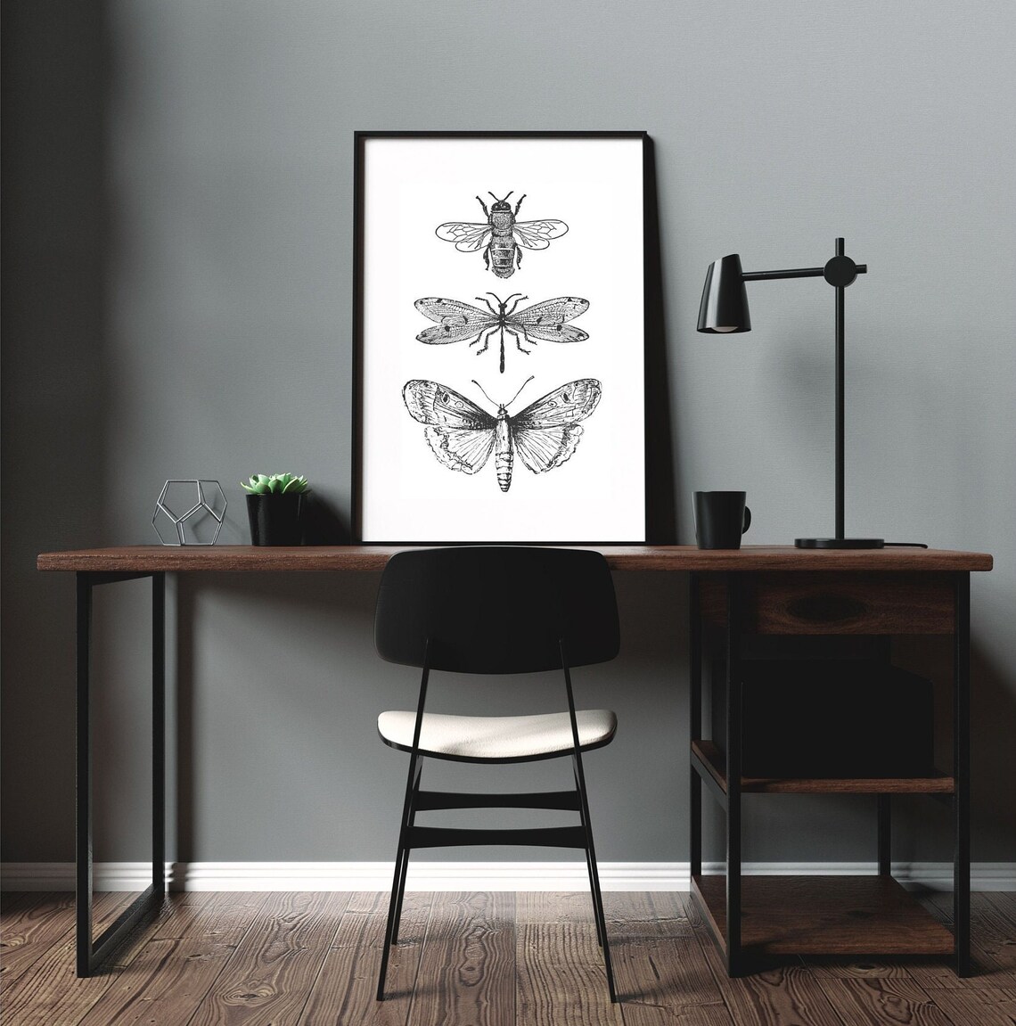 Bee Moth Dragonfly Sketch Trio, Minimal Ink Line Art Print - Image 5