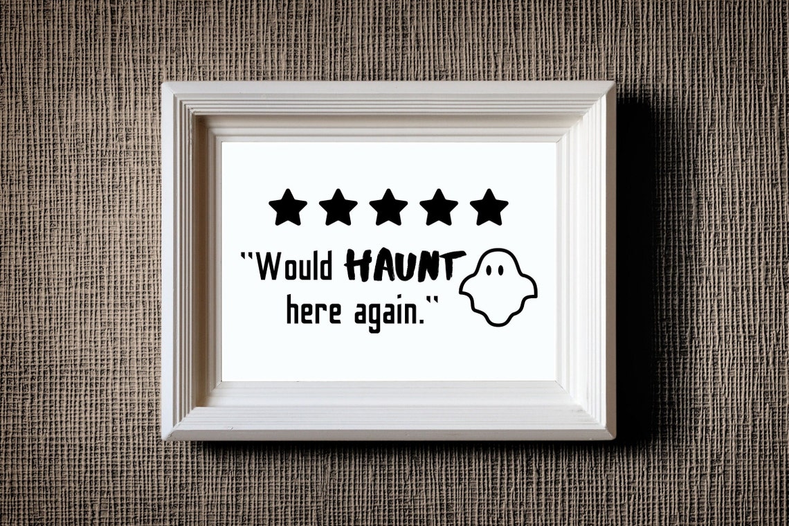 Would Haunt Here Again Five Star Ghost Halloween Wall Decor Poster - Image 3