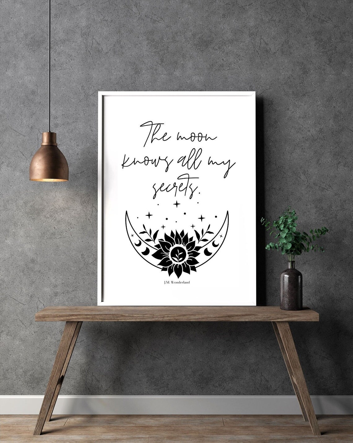 The Moon Knows All My Secrets Celestial Sunflower Quote Poster - Image 3