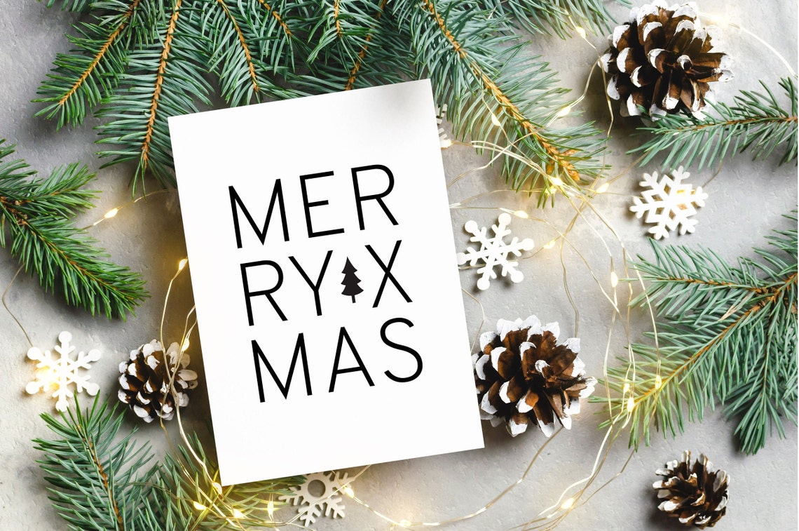 Merry Xmas Pine Tree Typography Minimal Christmas Wall Decor Poster - Image 5