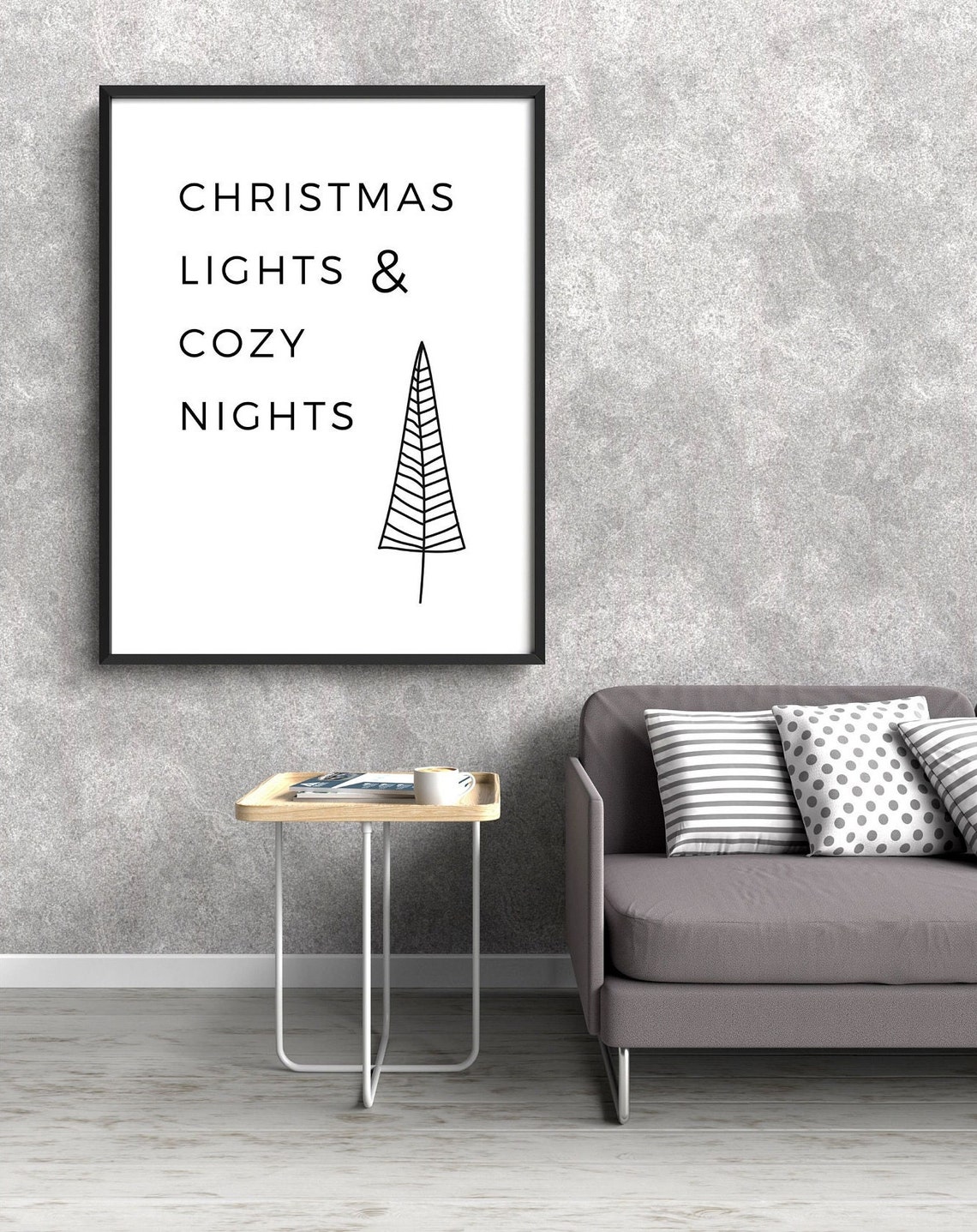 Christmas Lights and Cozy Nights Pine Tree Script Wall Decor Poster - Image 2