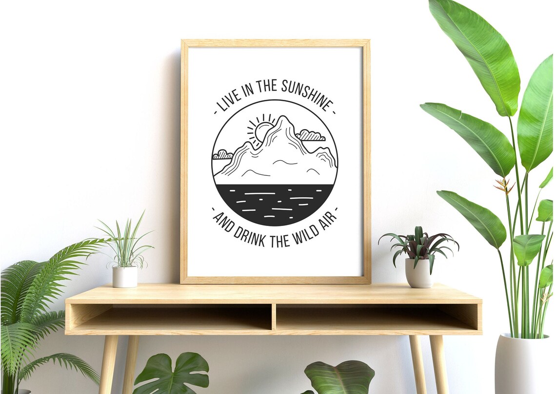 Live in the Sunshine Rustic Mountain Badge Adventure Quote Poster - Image 2