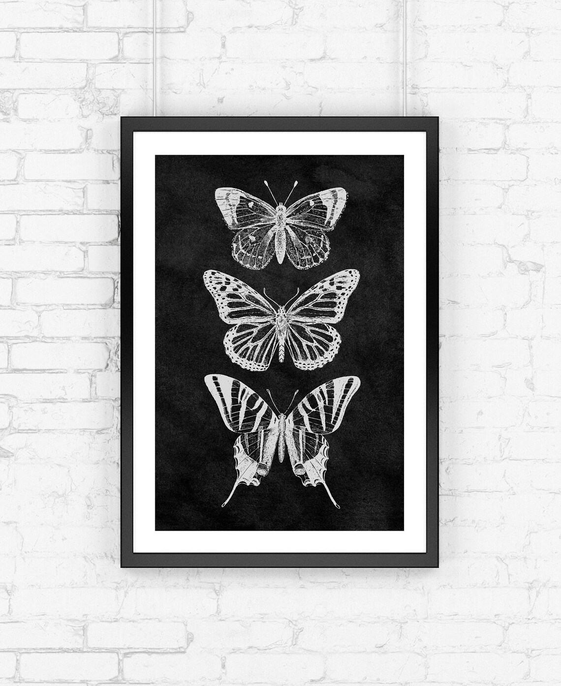 Butterflies Trio Sketch, Mystic Cottagecore Art Print