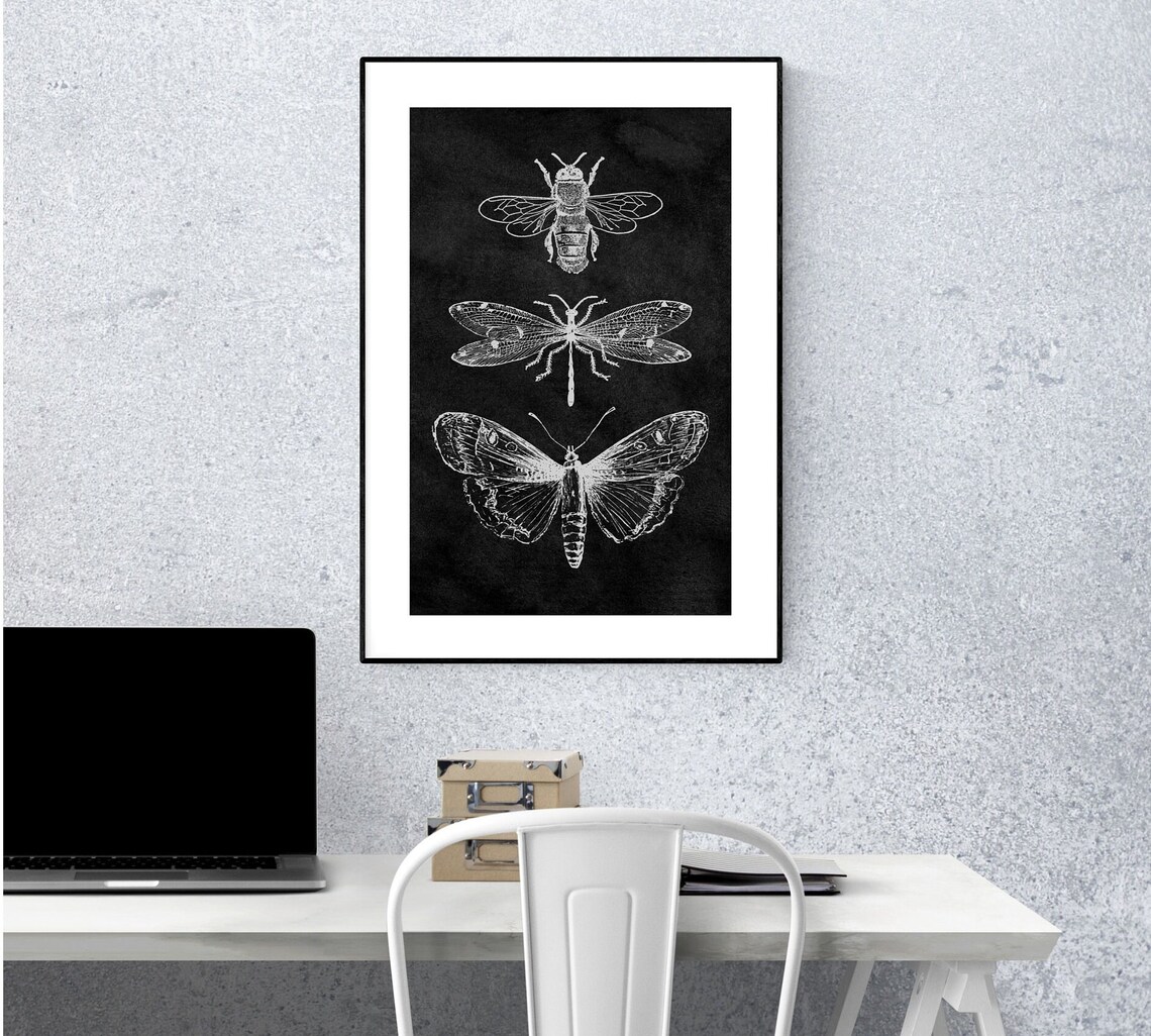 Mystic Botanical Bee Drawing, Boho Vintage Art Print - Image 3