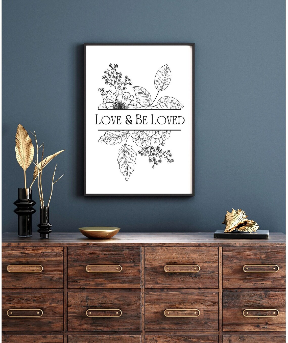Love Be Loved Botanical Wildflowers Line Art Print - Image 2