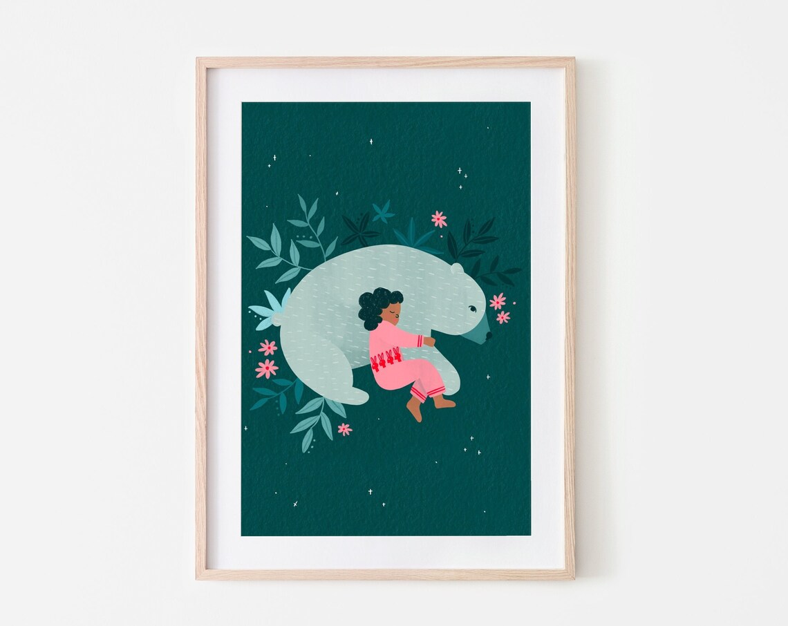 Bear Nap Nursery Poster, Kids Illustration Art Print