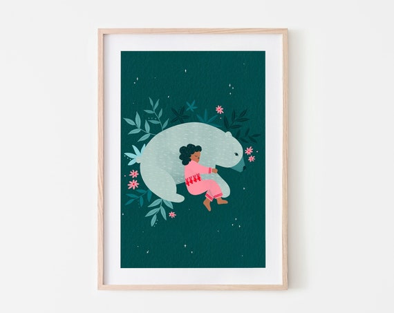 Bear Nap Nursery Poster, Kids Illustration Art Print