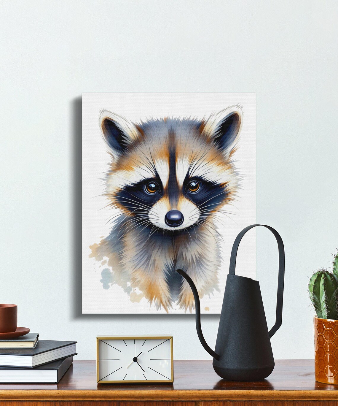 Cute Baby Raccoon Watercolor Woodland Nursery Playroom Print