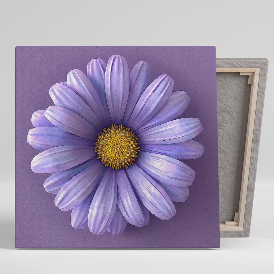 Purple Daisy Minimalist 3D Bloom Gold Center Modern Floral Wall Poster