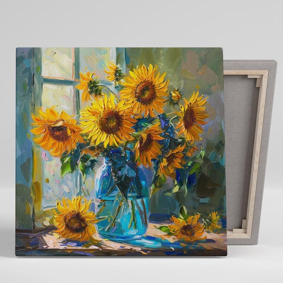 Sunflower Impressionism Art Print, Farmhouse Decor