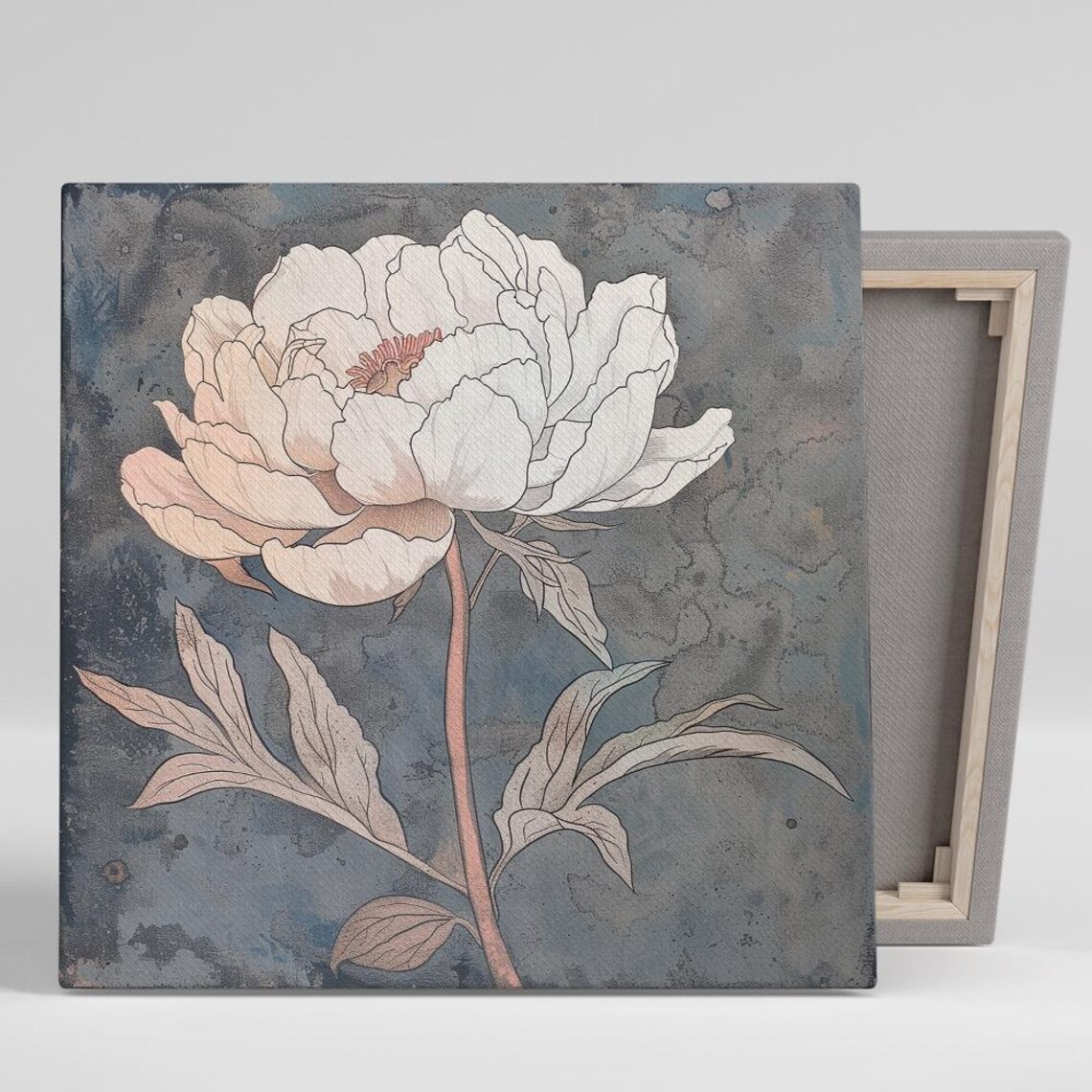 Peony Floral Contemporary Living Room Art Print