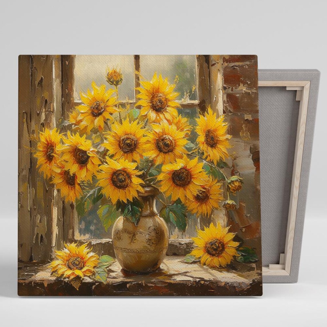 Sunflower Rustic Farmhouse Art Print, Kitchen Decor