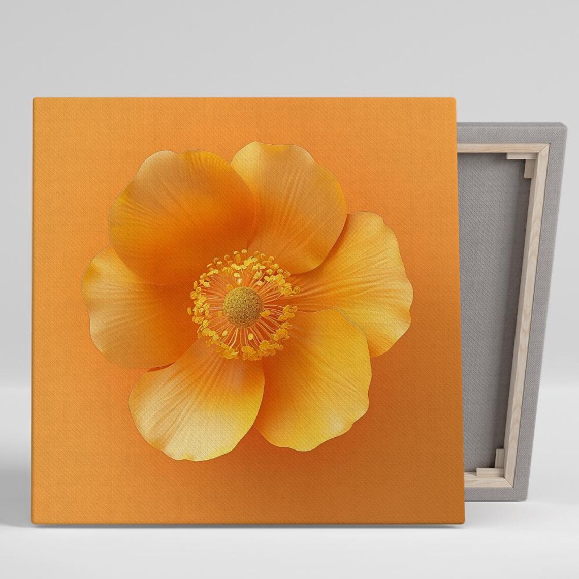 Orange Poppy Bloom Macro Golden Center Bold Floral Art Print