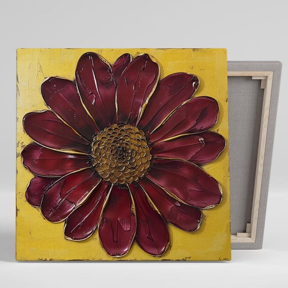 Chrysanthemum Art Or Poster Floral Minimalist Decor Living Room Bedroom Office Wall Art Bold Blooms Maroon Gold Yellow