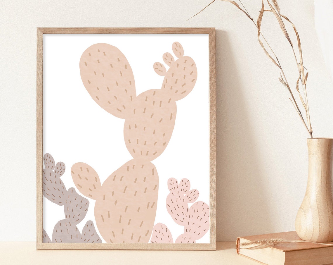 Blush Prickly Pear Cactus Illustration Soft Pastel Desert Poster - Image 3