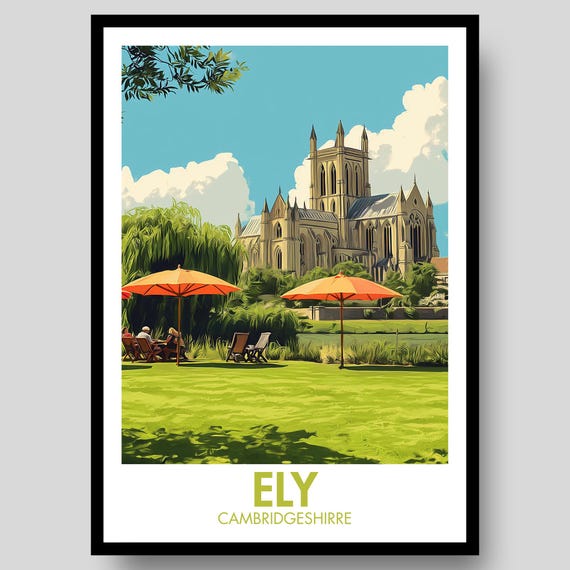 Ely Poster Cambridgeshire Print Cathedral Cambridge Art