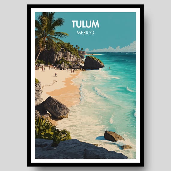 Tulum Poster, Mexican Beach Decor
