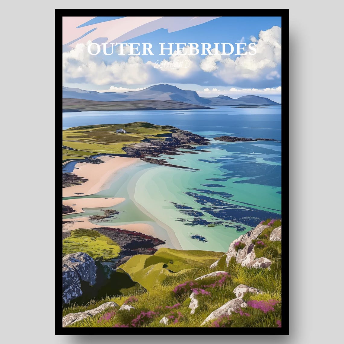 Outer Hebrides Scotland Turquoise Bay White Sand Beach View Poster