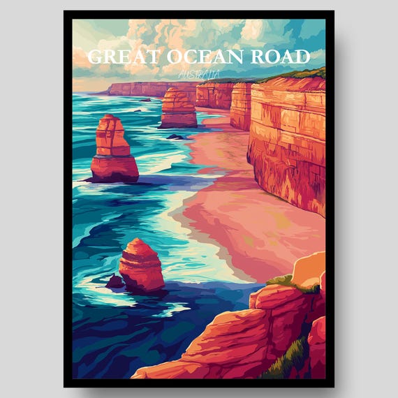 Great Ocean Road Poster Twelve Apostles Australian Wall Art Melbourne Australia