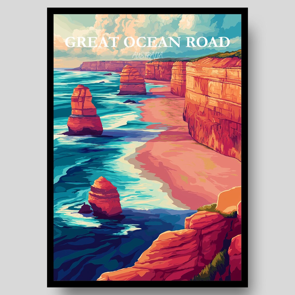Great Ocean Road Australia Twelve Apostles Cliffs Coast Travel Poster