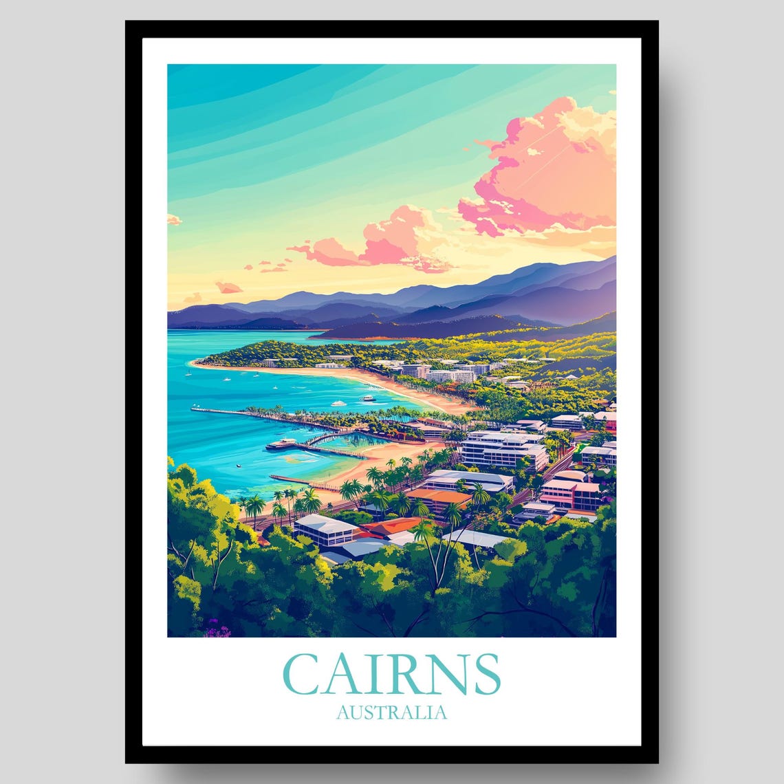 Cairns Australia Tropical Waterfront Palm Trees Aerial View Poster