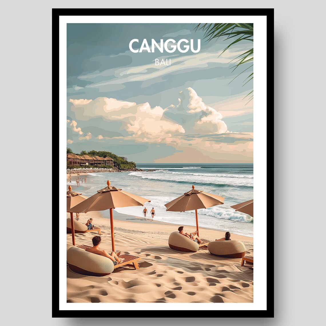 Canggu Bali Seaside Beach Scene Tropical Escape Travel Art Poster