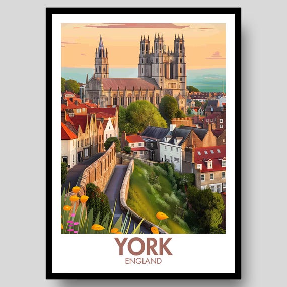 York Poster North Yorkshire City Print Wall Art Gift Travel