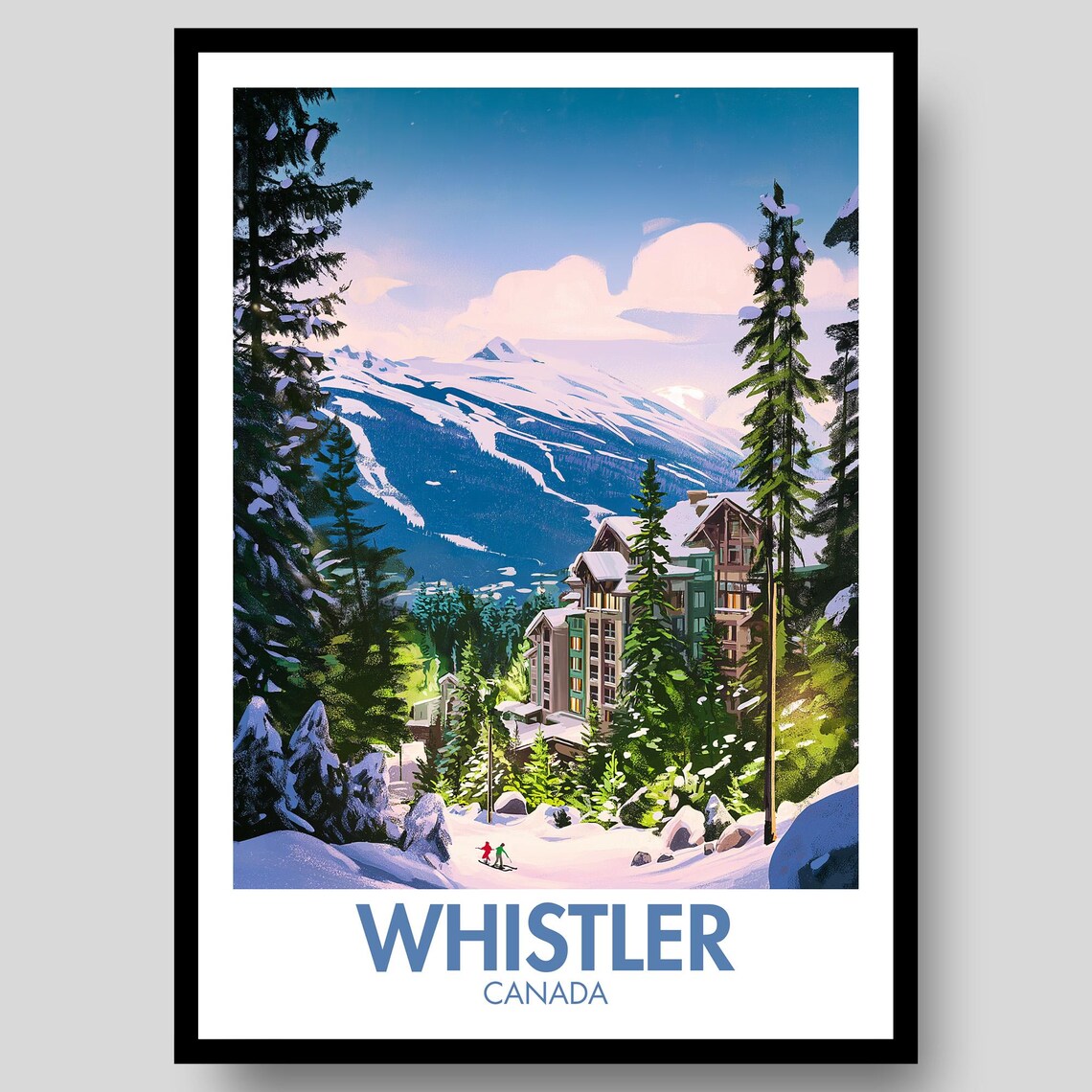Whistler Canada Alpine Ski Slope Winter Sports Mountain Travel Poster