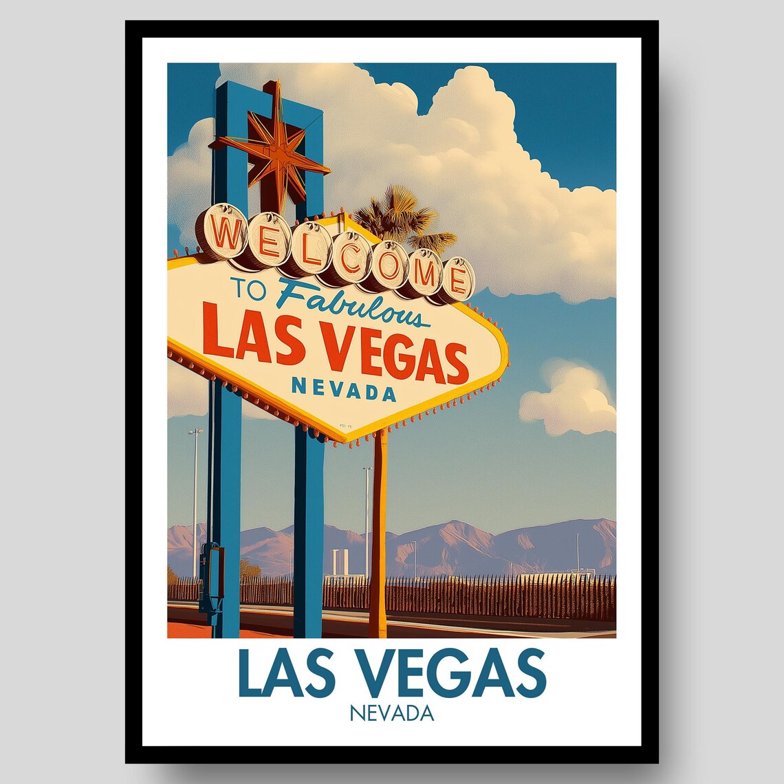 Welcome to Fabulous Las Vegas Nevada Sign Retro Travel Poster