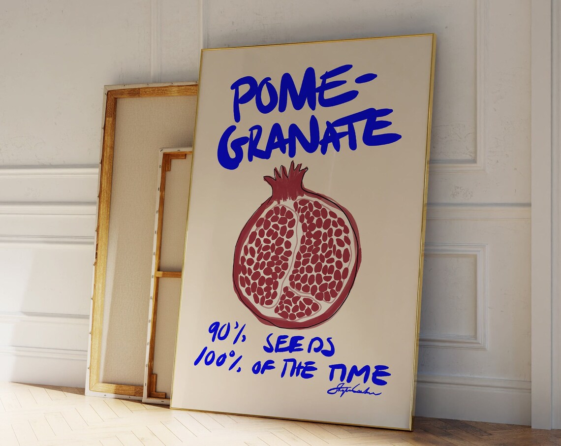 Pomegranate Poster, Mid-Century Kitchen Art Print