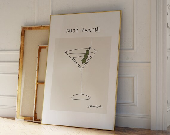 Dirty Retro Cocktail Art Print, Vintage Bar Decor