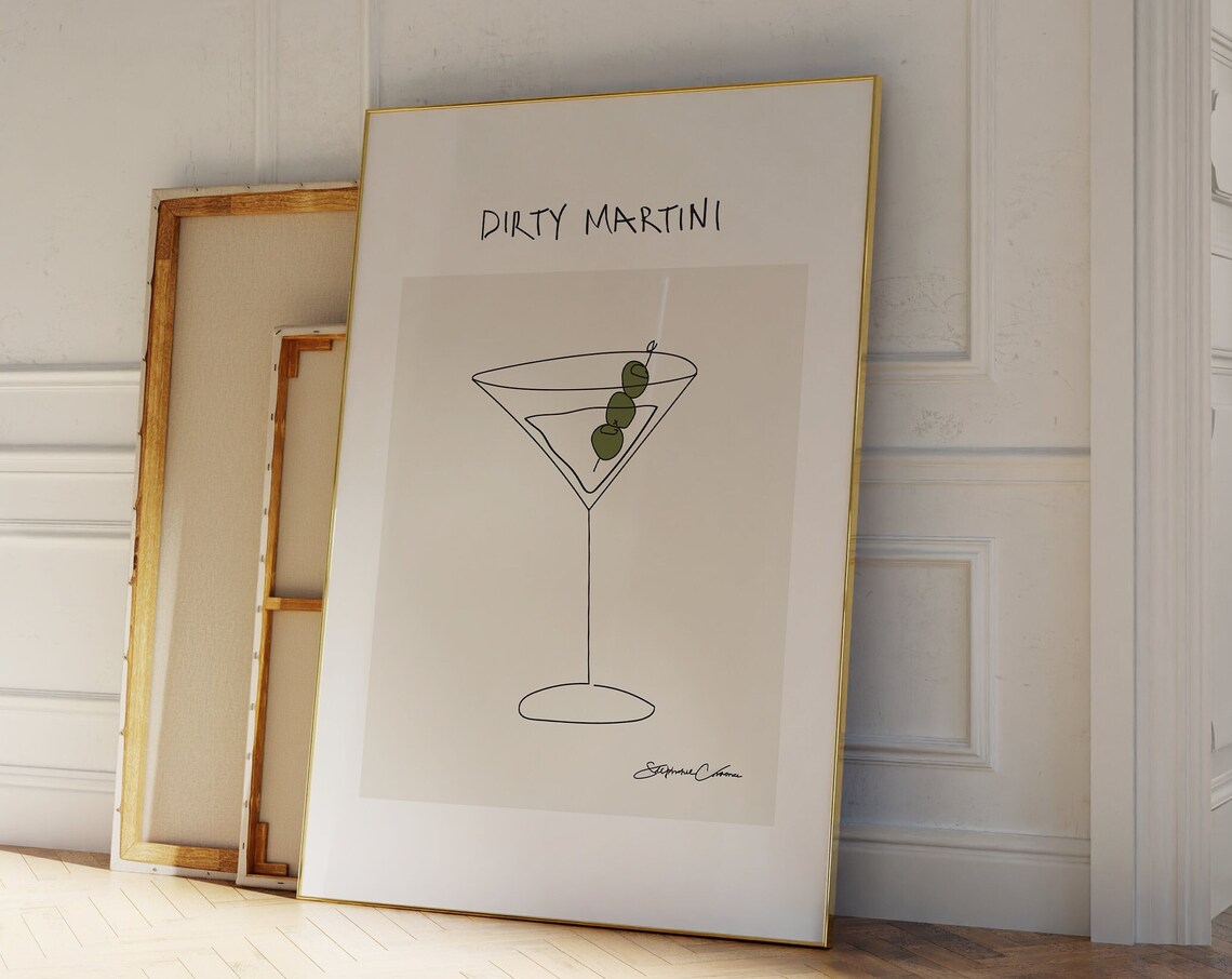Dirty Retro Cocktail Art Print, Vintage Bar Decor