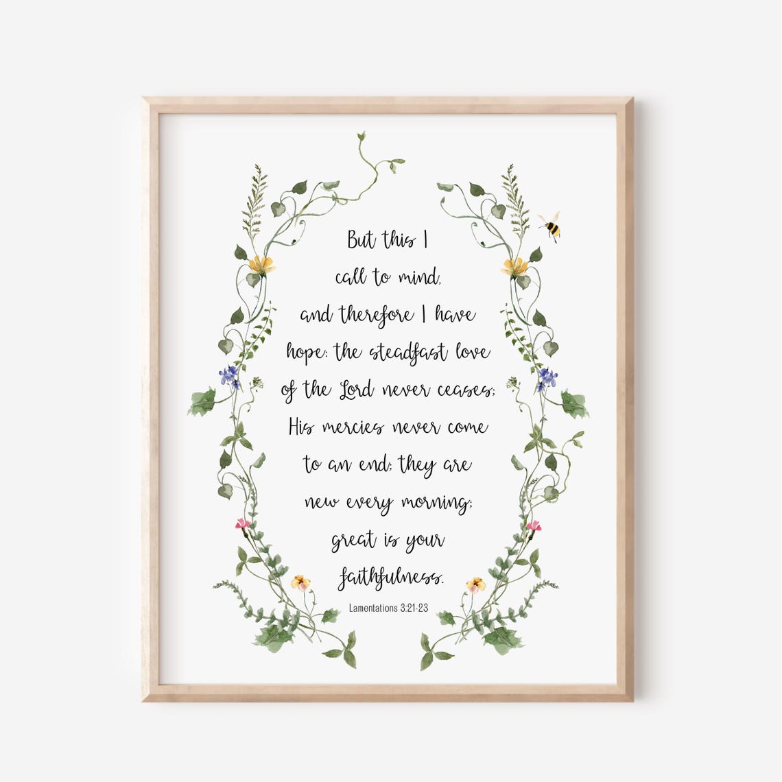 Lamentations 32123 Steadfast Love Botanical Wreath Scripture Poster