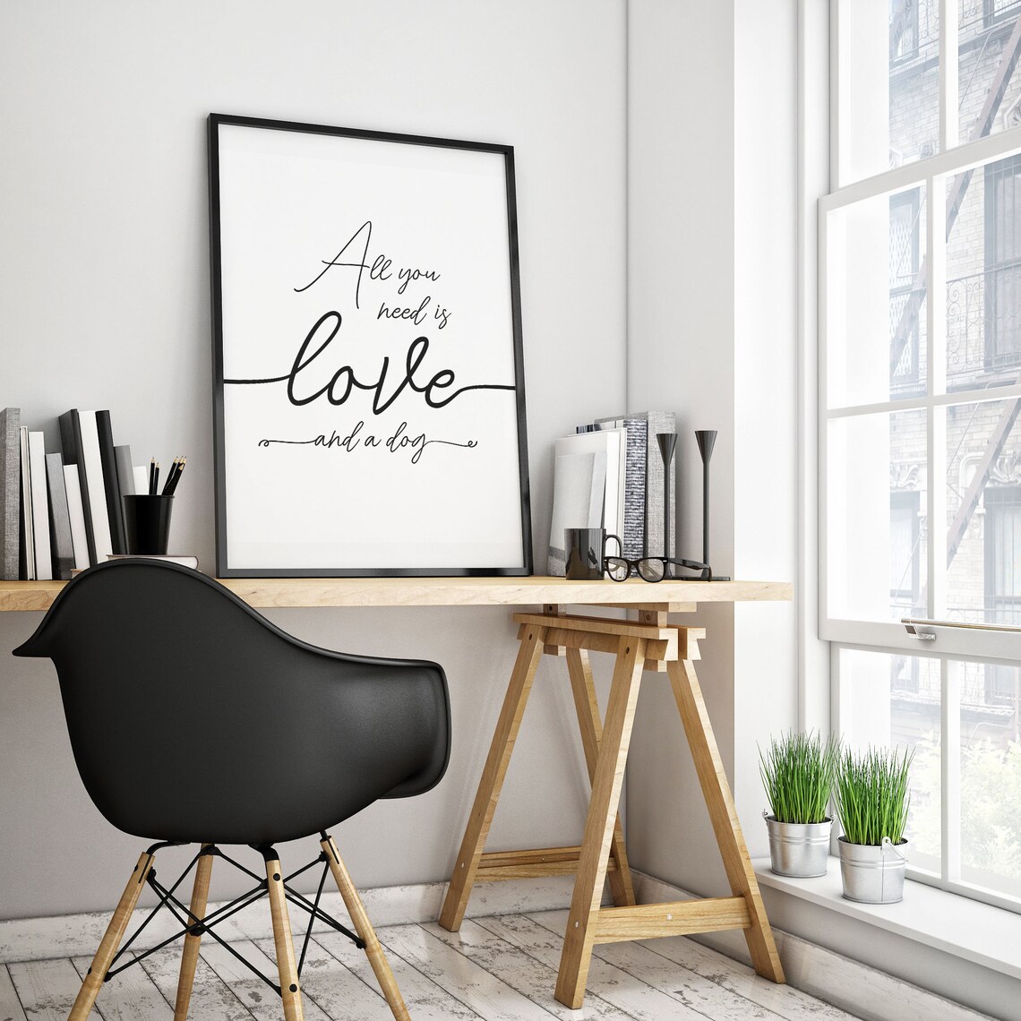 All You Need Is Love And A Dog Print Animal Poster Dog Lover Wall Art Typography Dog Family Sign Home Decor Instant - Image 3
