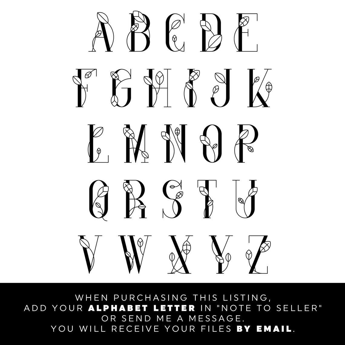 Decorative Letter A Monogram Botanical Initial Typography Poster - Image 2