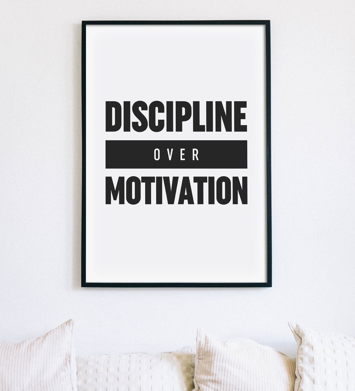 Discipline Over Motivation Bold Fitness Mindset Gym Quote Poster - Image 2