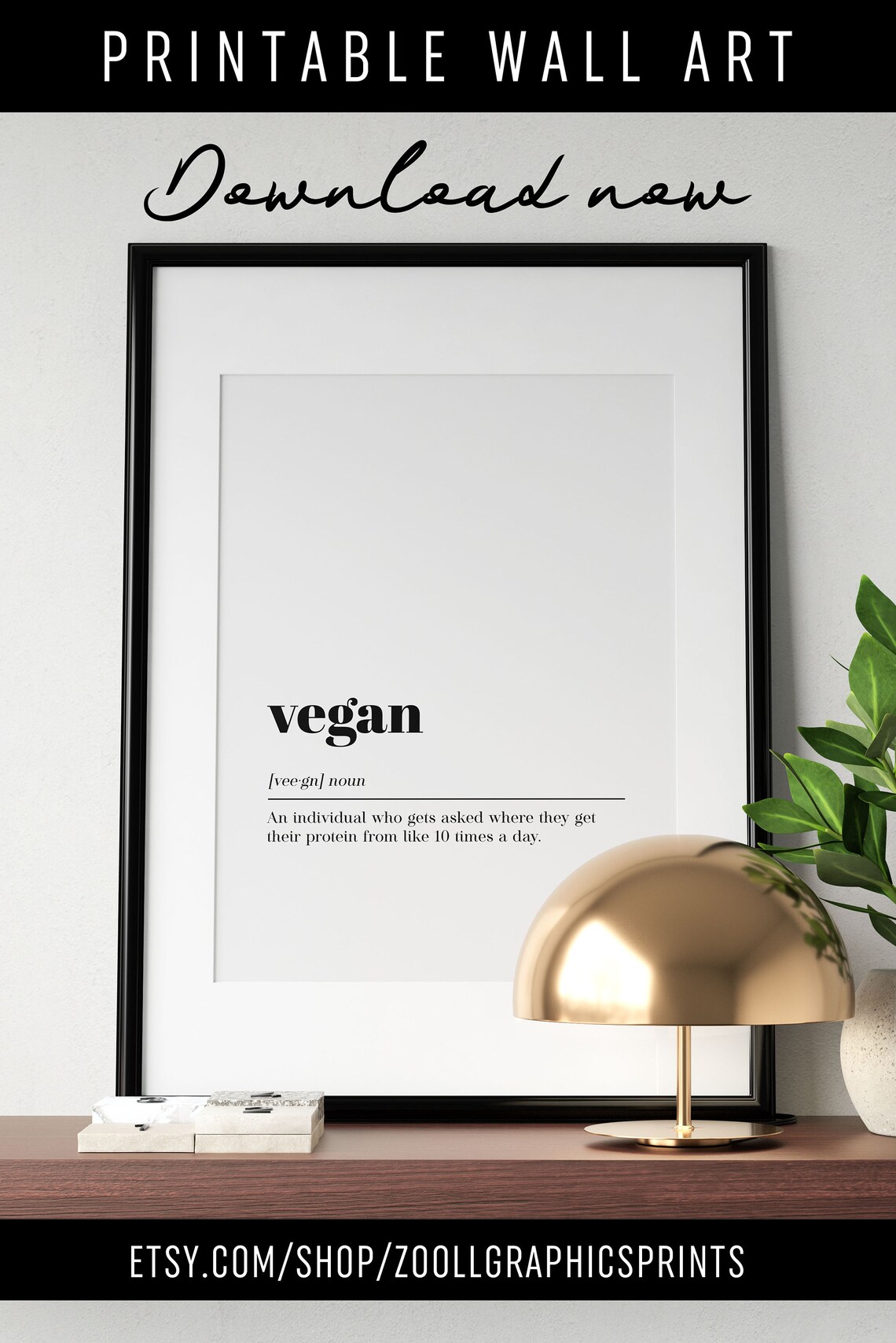 Vegan Definition Funny Dictionary Style Quote Poster Kitchen Art - Image 2