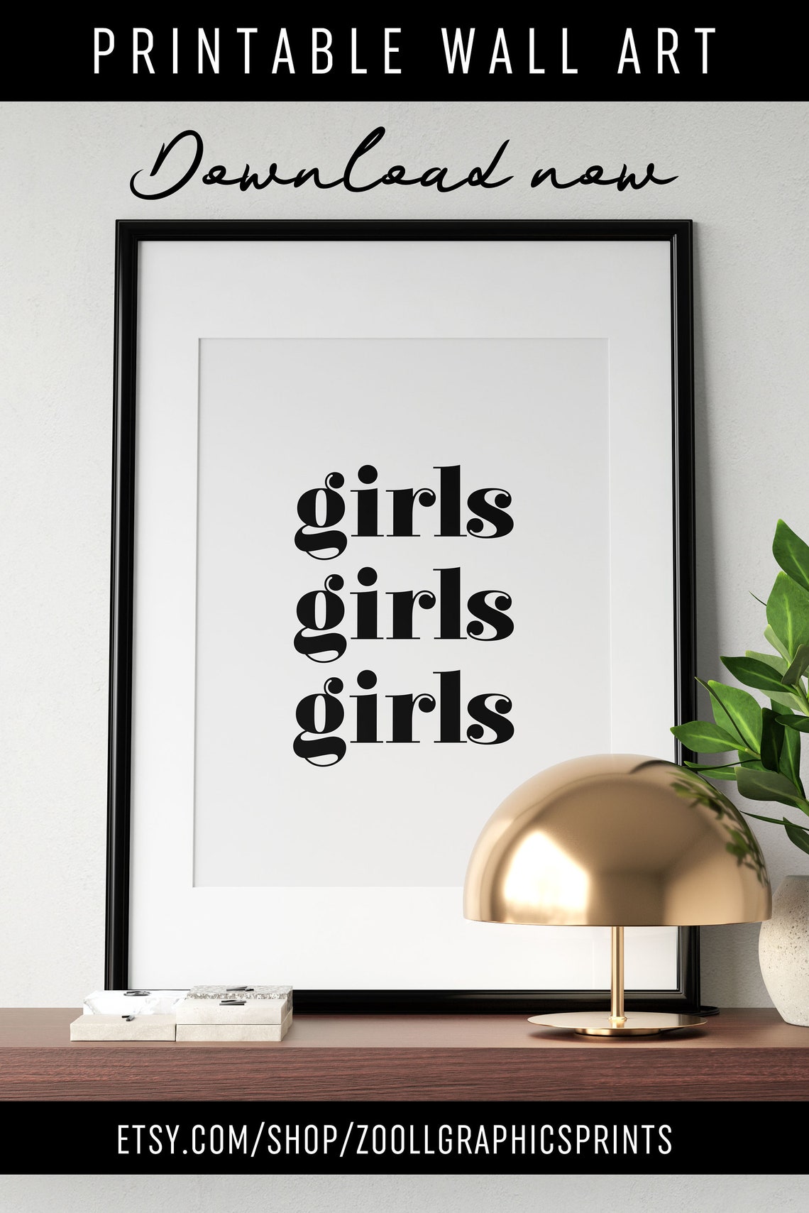 Girls Girls Girls Print Girl Room Poster Feminist Wall Art Girls Support Girls Typography Print Dorm Decor Instant - Image 4