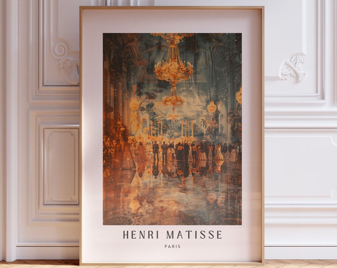 Henri Matisse Golden Grand Ballroom Chandelier Dance Night Poster