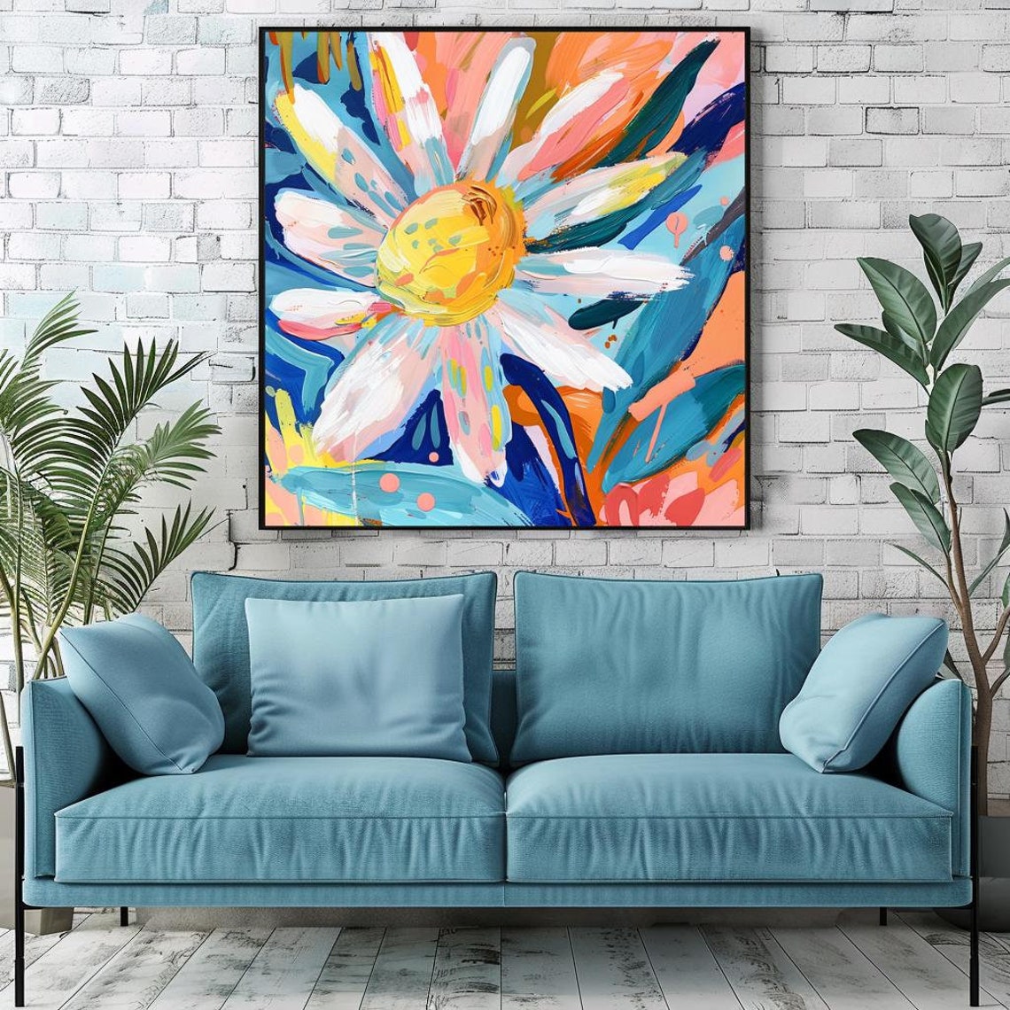 Abstract Daisy Blossom Expressionist Colorful Flower Art Print