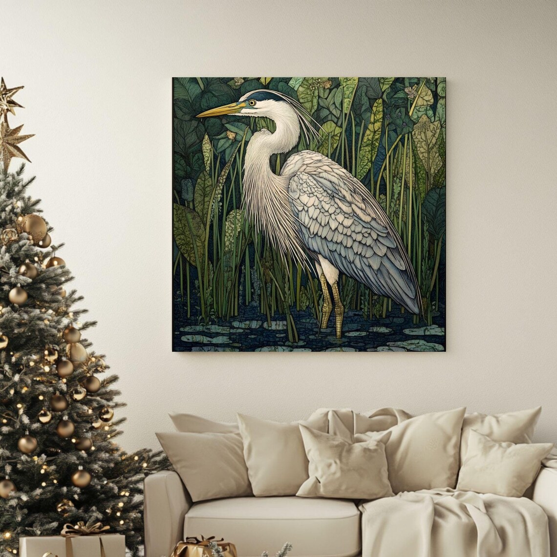 William Morris Heron, Vintage Arts and Crafts Art Print