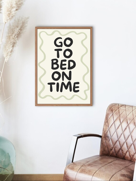Go To Bed On Time Cheeky Sweet Playful Fun Wavy Retro Bedroom Decor Poster
