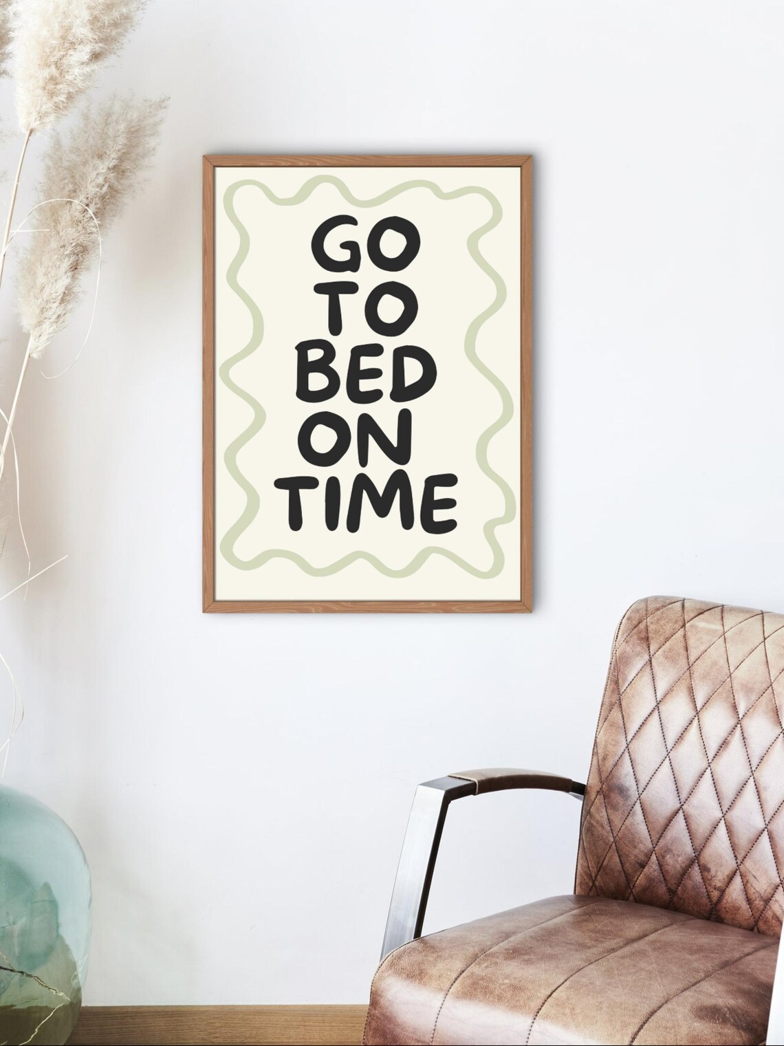 Go To Bed On Time Cheeky Sweet Playful Fun Wavy Retro Bedroom Decor Poster